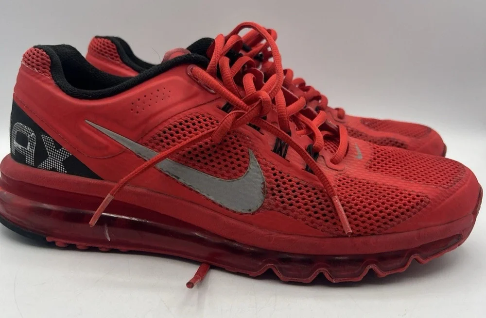Nike Air Max 2014 Running Shoes Mens US 8.5 Red Mesh Athletic Sneakers